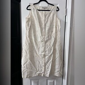 Liz Claiborne Cream Button-Down Midi Dress
